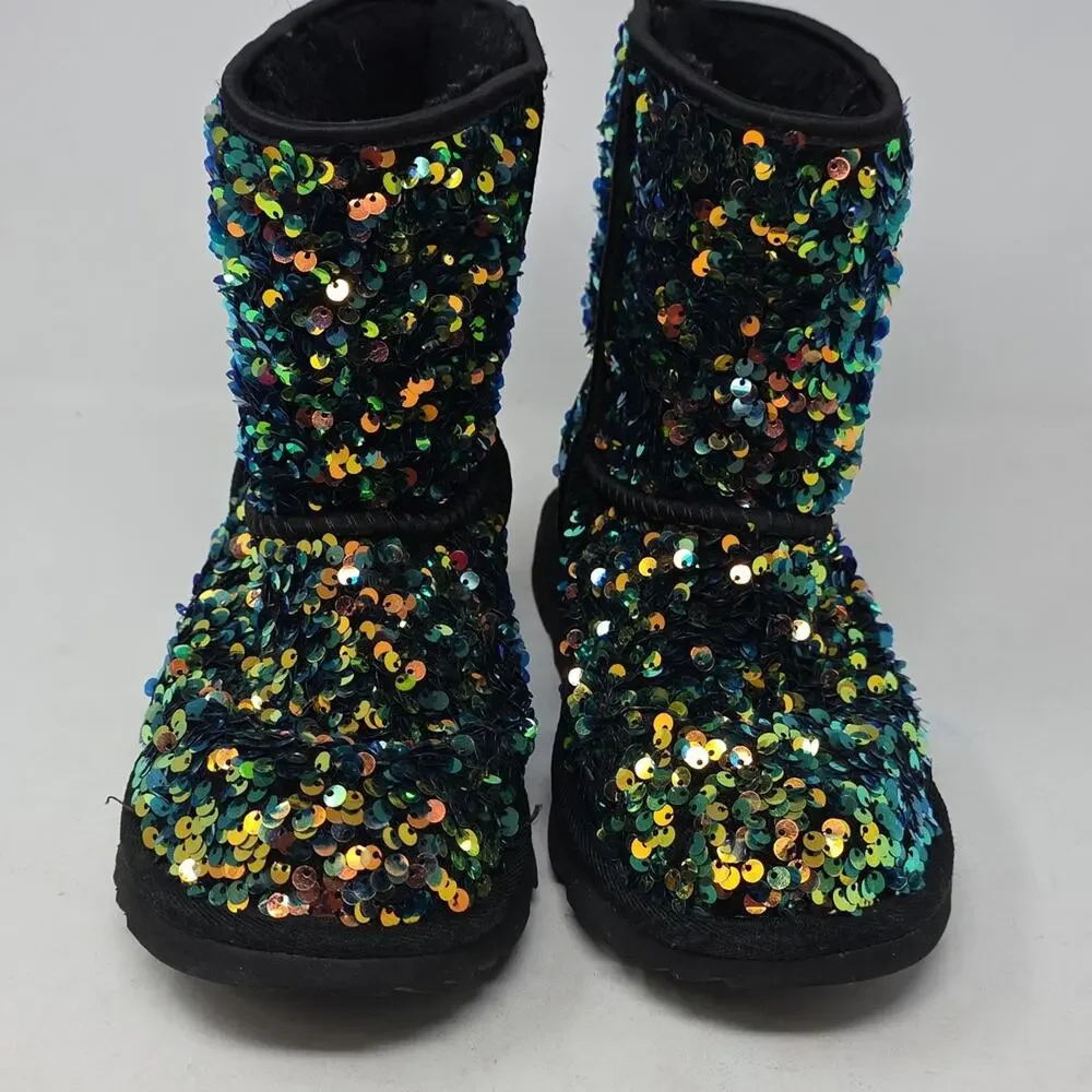 UGG Kids Sequin Black Boots Girls Size 4